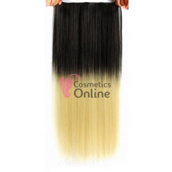 Extensie de par cu 5 Clips On delux dubla dreapta de 55 cm, Ombre Brunet cu Blond Platinat 1B613